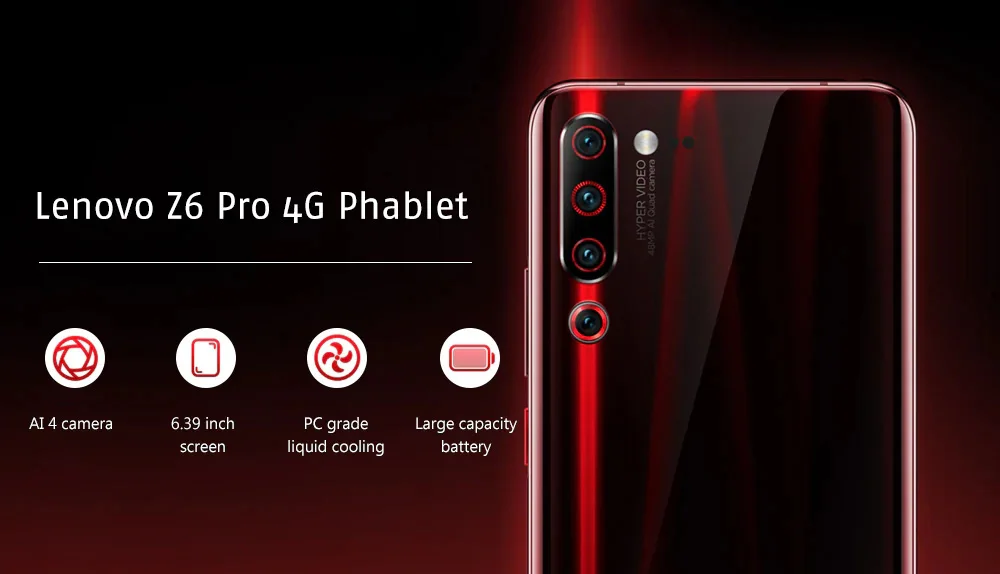 Lenovo Z6 Pro, 6,39 дюймов, большой экран, 4G, смартфон, 6 ГБ/8 ГБ+ 128 Гб, Android 9,0, Восьмиядерный процессор Snapdragon, 48 МП, 4 тыловая камера, мобильный телефон