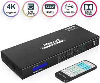 

TESmart 4x4 HDMI Matrix 4K@60Hz 4:4:4 HDCP2.2 compliant.