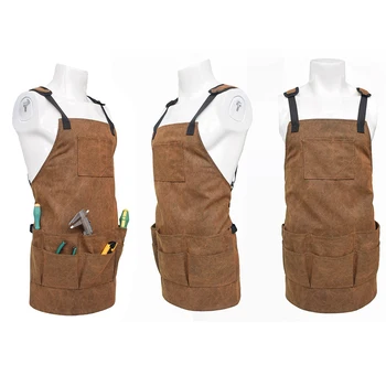 

Mutilfunctional Canvas Apron Outdoor Barbecue Apron Dirtiness Prevention Apron for Kitchen