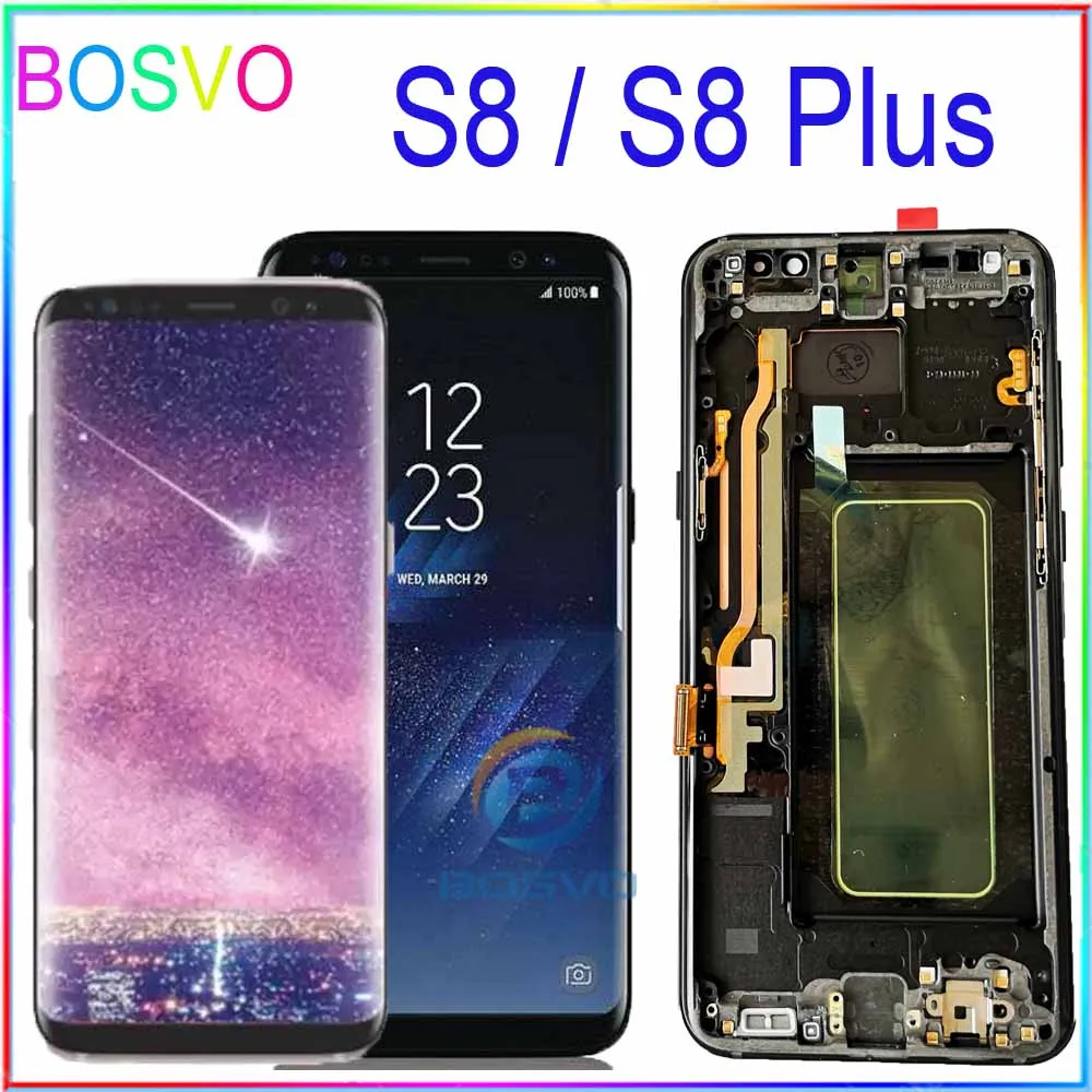 US $136.00 for samsung S8 G950 G950F LCD Screen S8 Plus G955 with Touch Digitizer with Frame Assembly