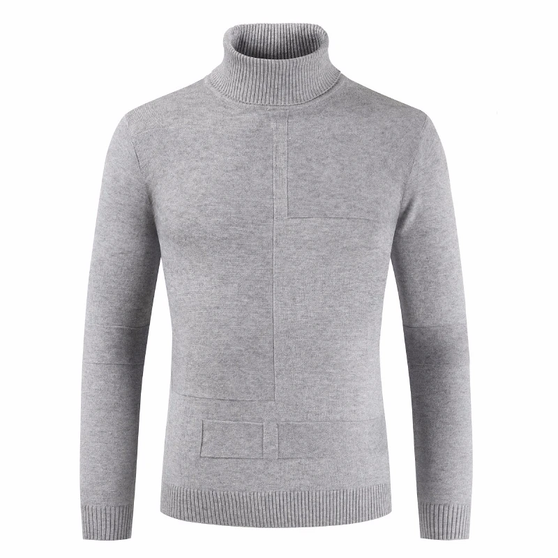 

Men 2019 Winter High Neck Thick Warm Cotton Sweater Pullovers Men Turtleneck Brand Pattern Knitwear Double Collar Sweater Men