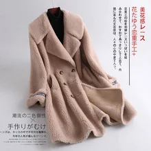 Осенне-зимнее пальто женская одежда пальто из натурального меха женская шерстяная куртка топы из овечьей шерсти корейские винтажные Abrigo Mujer ZT4679