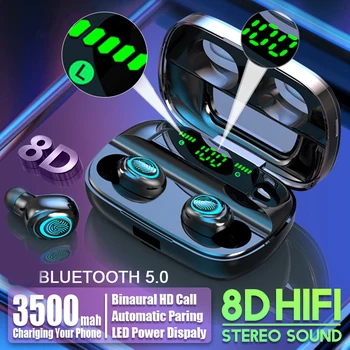 

True Wireless Bluetooth Earbuds 5.0 Sport Anti-sweat Wireless Earphone 3500mAh Power Bank TWS Bluetooth Headphone with Mic