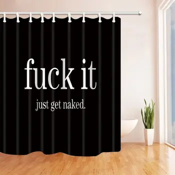 

Funny Just Get Naked in Black Shower Curtains Polyester Fabric Waterproof Bath Curtain 180X180CM Shower Curtain Hooks In