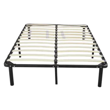 

74*53*14 Wooden Bed Slat and Metal Iron Stand Full Size Iron Bed Black
