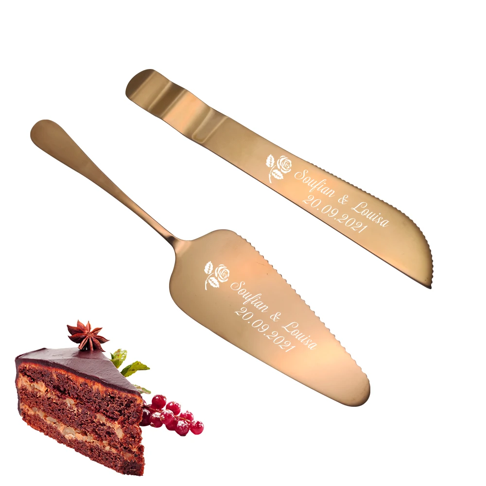 Pastry-Tools Pizza-Knife Wedding-Cake-Knife-Set Baking-Tool-Accessories Rose-Gold Name