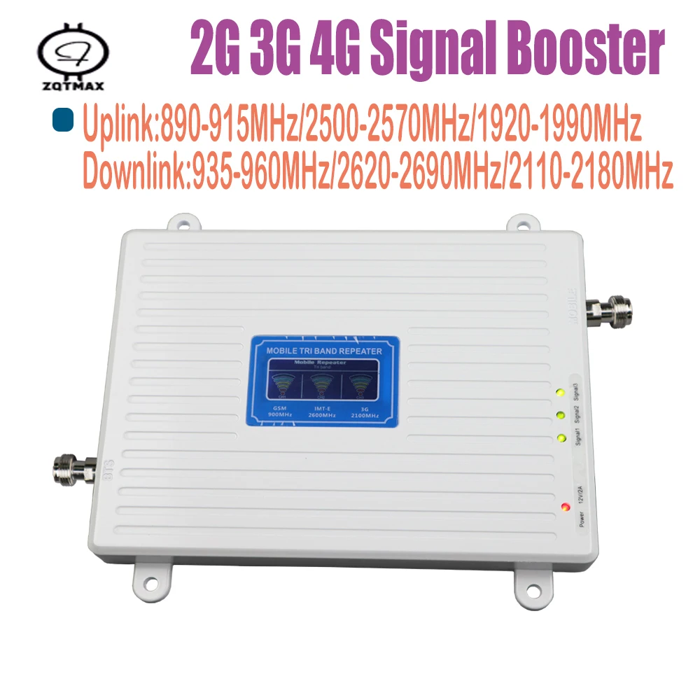 Трехдиапазонный усилитель сигнала сотового телефона ZQTMAX 2g 4g gsm ретранслятор 900 2600