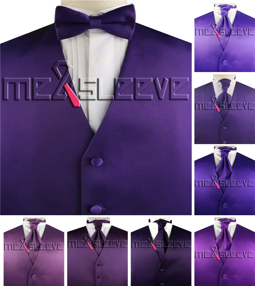 

Free shipping plain purple groom Tuxedo Waistcoat set