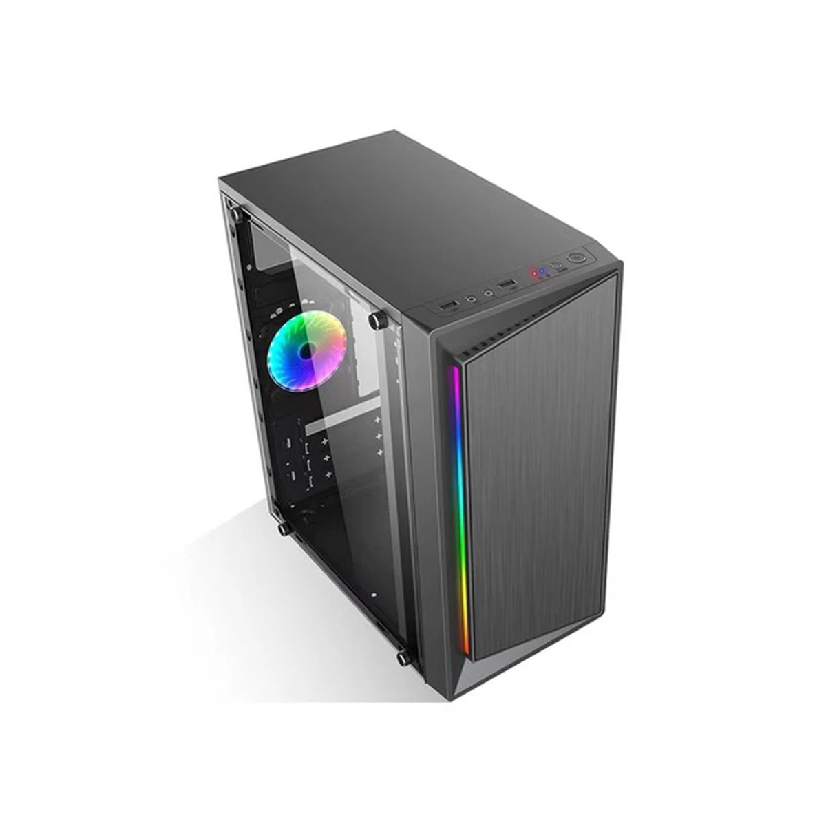 

Computer Case Mini Full Side Ventilation Cooling Box PC Case with RGB Light Bar Side Panel for m-atx /mini-itx Motherboard