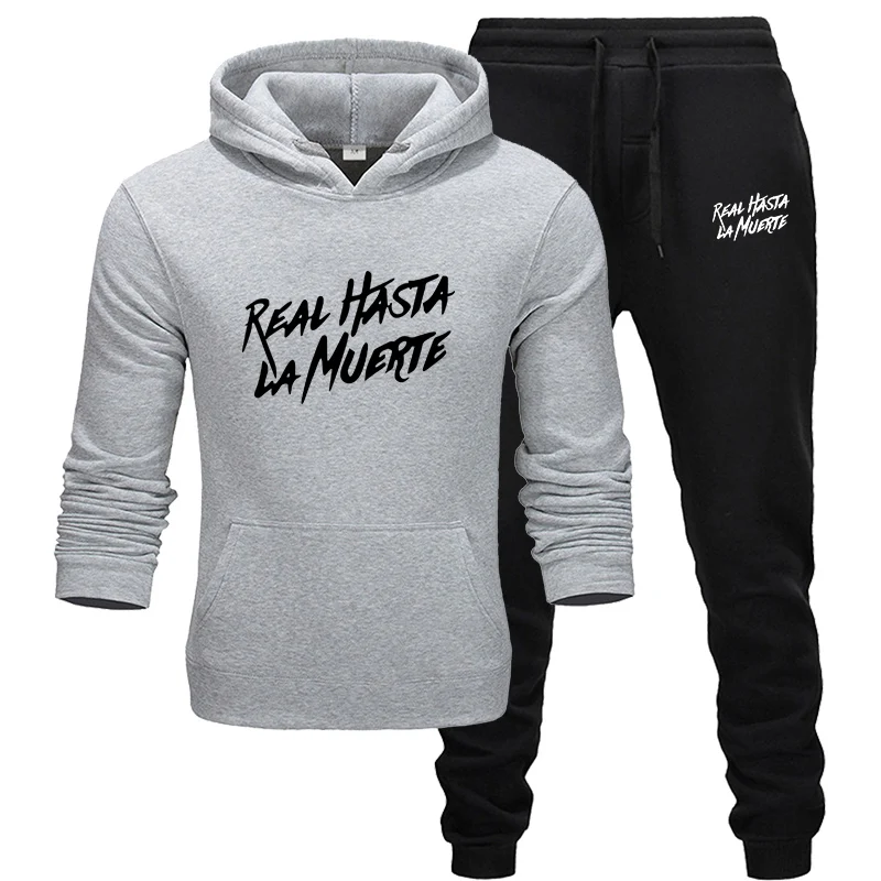 Light gray black Аниме Драконий жемчуг, большой размер, спортивный костюм, мужской спортивный костюм с надписью, спортивный костюм, мужской спортивный костюм, толстовка с капюшоном и штаны - Цвет: Light gray black