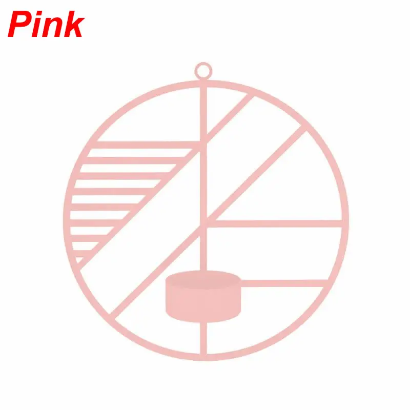Pink 3D геометрический круг настенный подсвечник романтический подсвечник в скандинавском стиле металлический чайный светильник подсвечник бра домашний декор - Цвет: Pink