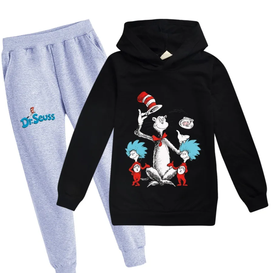 children's clothing sets expensive Fashion Trends Boy Hooded Bottoming Shirt Dr. Seuss Cat Spring and Autumn Models Girl Long-sleeved T-shirt Christmas Clothing little kid suit Clothing Sets