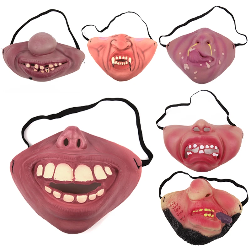 Masquerade mask full face mask half face mask game cosplay props adult clown latex half-face mask elastic band cosplay props humorous Halloween party masks