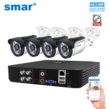 

Smar 5MP Security Camera System 4CH AHD DVR Kit 2/4PCS 5.0MP HD Outdoor Waterproof CCTV Camera Video Surveillance Kit P2P HDMI