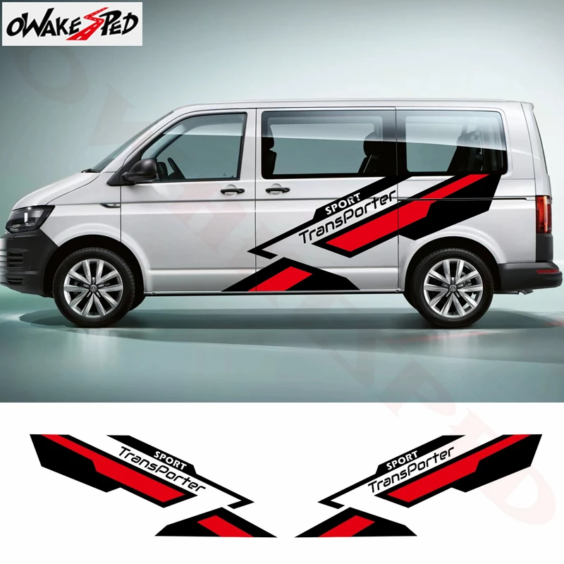 Car Body Vinyl Decals Side Stripes Decor Stickers For-Volkswagen Transporter T4 T5 T6 Accessories Auto Sport Graphics Stickers