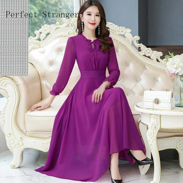 purple long sleeve dress