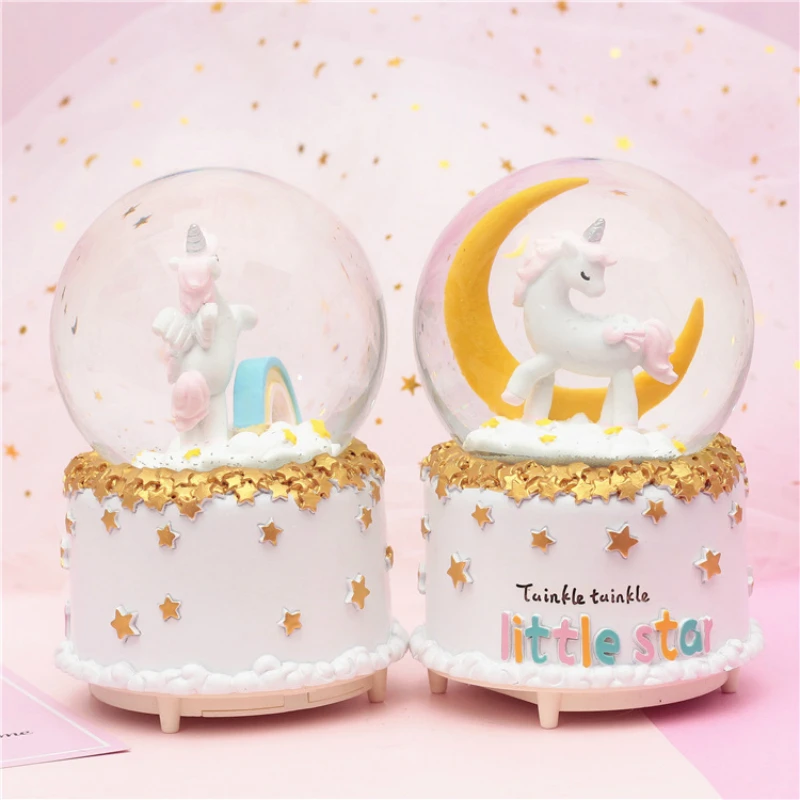10*15.8cm Unicorn Crystal Snow Globes Glass Music Box snowball Home Office INterior Decoration Christmas Valentine's Day Gifts 10*15.8cm Unicorn Crystal Snow Globes Glass Music Box snowball Home Office INterior Decoration Christmas Valentine's Day Gifts