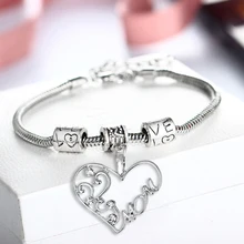 12 шт. в форме сердца полые браслеты Подвески с кристаллами для мамы браслет из цепочек подарок на день матери подарок на День Благодарения