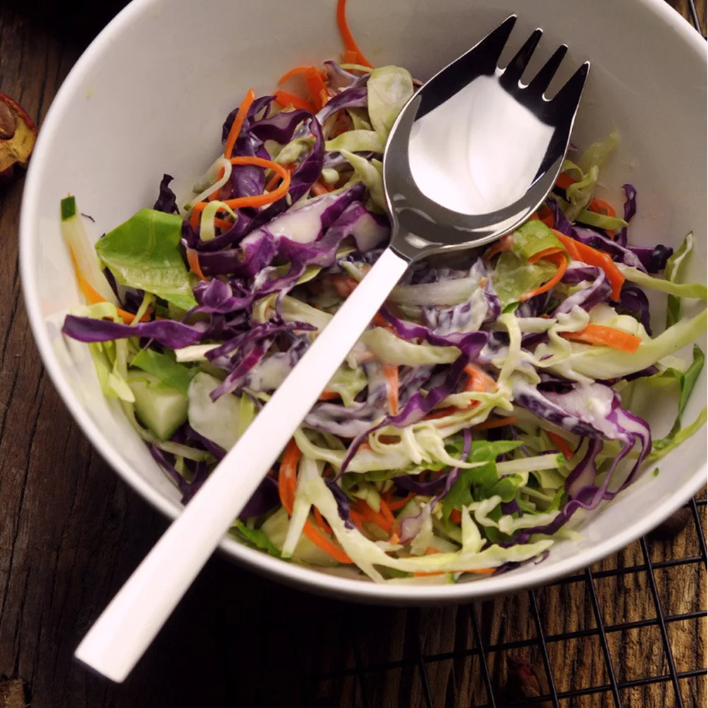 Посуда Spork с длинной ручкой из нержавеющей стали столовые приборы Открытый Ложка путешествия Круглый Портативный салат Многофункциональный гаджет для пикника