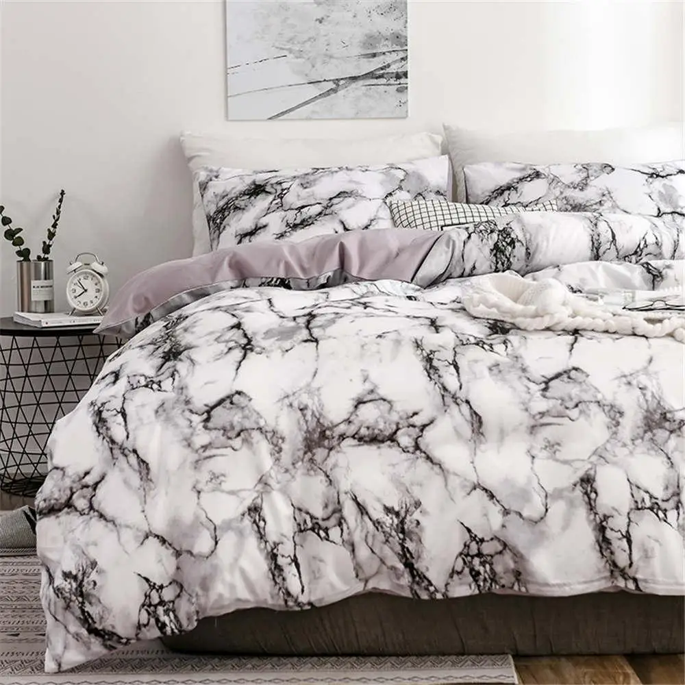 

Modern Style Marble Pattern Printed Duvet Cover Set With Pillowcase Double Full Queen King Size Bed 5 Colors