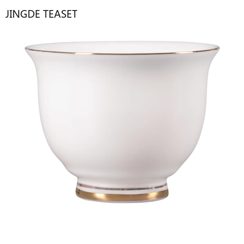 2pcs/lot Chinese Ceramic Teacup Suet Jade  Single Cup White Porcelain Tea Cups Teaware Accessories Master Cup Tea Bowl Drinkware
