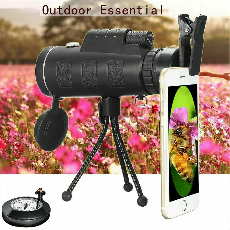 40X60 Zoom Optical HD Lens Monocular Telescope+ Tripod+ Clip For Universal Phone