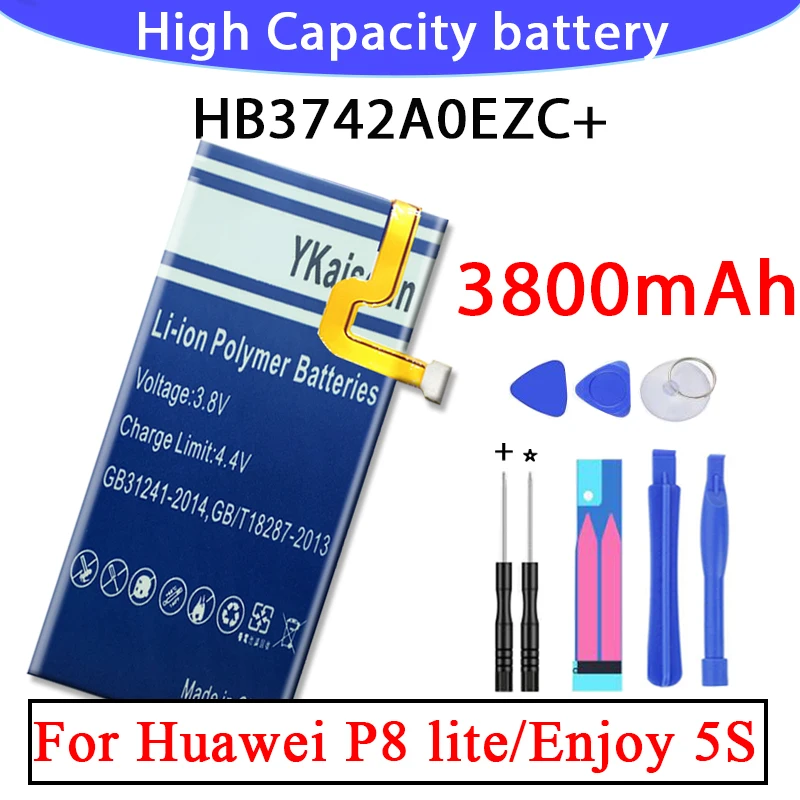 Для Huawei P8 Lite аккумулятор 3800 мАч HB3742A0EZC + 100% Новые Сменные Аккумуляторы для в
