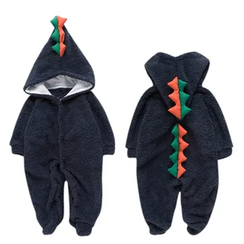 

Baby Girls Boys Spring Autumn Romper 3-24M Hooded Long Sleeves Dinosaur Print Button Climb Soft Jumpsuit 2019