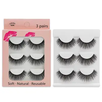 

Private Label customized eyelashes Cross Border Supply Of Pure Manual Eyelash 3-pair 3d Mink Like Eyelash Beauty Tool