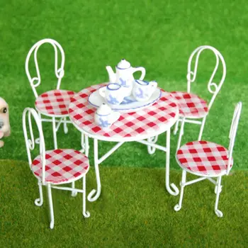 

Miniature Iron Table Chair Set 1:12 Scale Dollhouse Simulation Furniture Decor