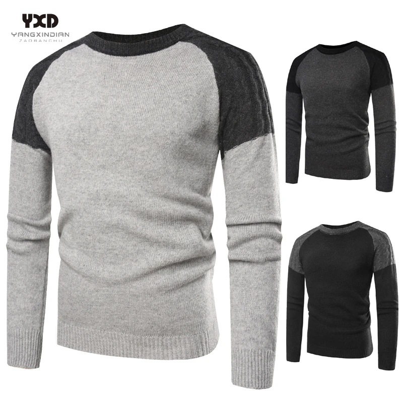 Man clothes Spliced Cotton Mans Sweater Pullover Mens Sweaters Jumper Men Casual Slim Knitted Sweater Pullovers korean clothes