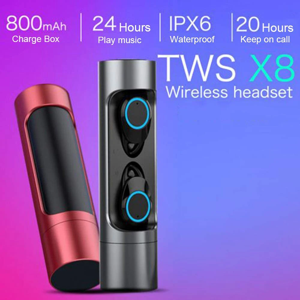X8 TWS Bluetooth 5,0 наушники беспроводные наушники Спортивная гарнитура с микрофоном мини стерео наушники водонепроницаемые IPX7 водонепроницаемые