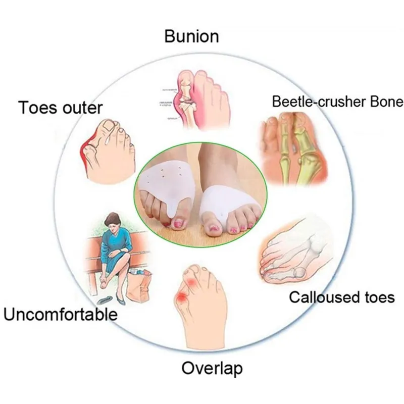 1Pair=2pcs Hallux valgus Orthotics,Silicone Toes Separator The Big Bunion Corrector,Daily Use Foot Care Tool Orthopedic pad