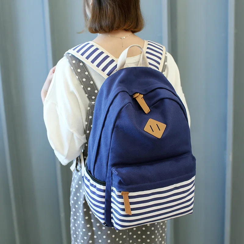 

School Bag New Style Navy Style STUDENT'S Backpack Canvas Backpack