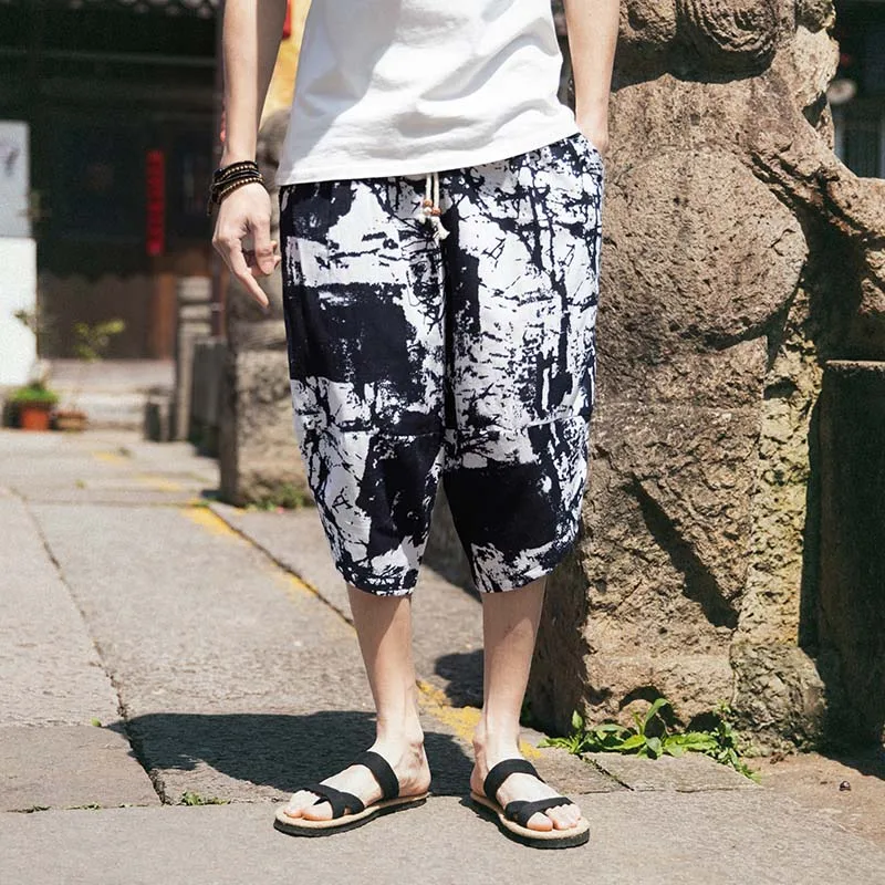 Летние укороченные Свободные повседневные штаны, мужская Японская уличная одежда, мужские штаны для бега, спортивные штаны в стиле хип-хоп, мужские брюки 4XL 5XL - Цвет: 17