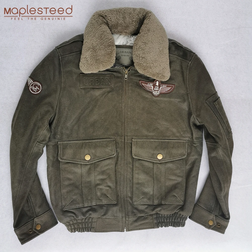 

SALE CLEARANCE! 100% Genuine Leather Jacket Men Flight Jacket Men Winter Coat Warm Natural Fur Collar M177