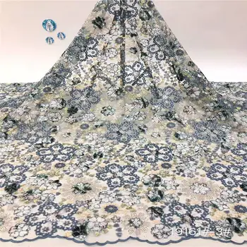 

JAUN Blue African Sequins Tulle Lace Fabric 2020 High Quality Lace Material French Embroidery Nigerian Lace Fabrics XY3027B-1