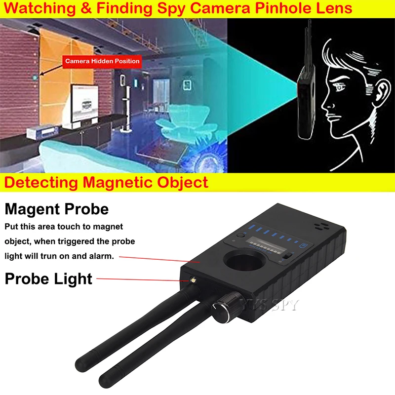 Wi-Fi Pinhole Скрытая камера детектор двойная антенна G529 RF сигнал секретный gps аудио GSM Мобильный микро Cam анти-скрытый шпион ошибка искатель