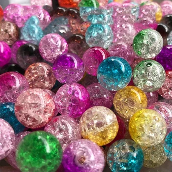 

50pcs 8/10/12mm Round Multicolor Cracked Beads Spacer Beads Loose Beads Crystal Beads For Jewelry Making Handmade DIY Wholesale