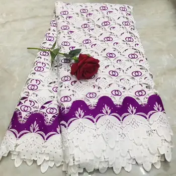 

2019 New Designs African Lace Fabric With stone African Lace Embroidery Guipure Lace Trim High Quality for Nigerian Dress purple