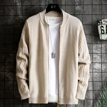 Solid Zipper Casual Men Winter Cardigan Sweater Slim Thin Big Boys Sweaters 2019 Winter Black Red Blue Men Knit Wear