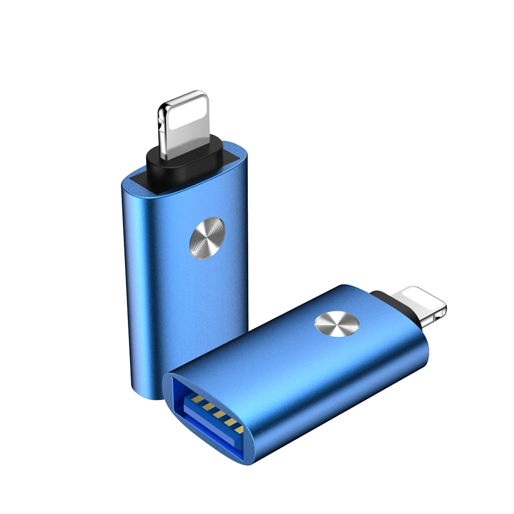 Синий Адаптер OTG для lightning-USB для iPhone 7 8 6 S Plus X, комплект для подключения камеры, конвертер для iPad iOS 12 13, подключение MIDI piano - Цвет: Синий