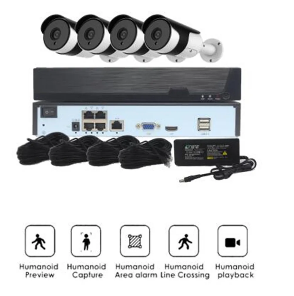 2MP 1080P 4CH AI NVR комплект распознавания лица Onvif POE CCTV камера NVR комплекты - Цвет: Фиолетовый