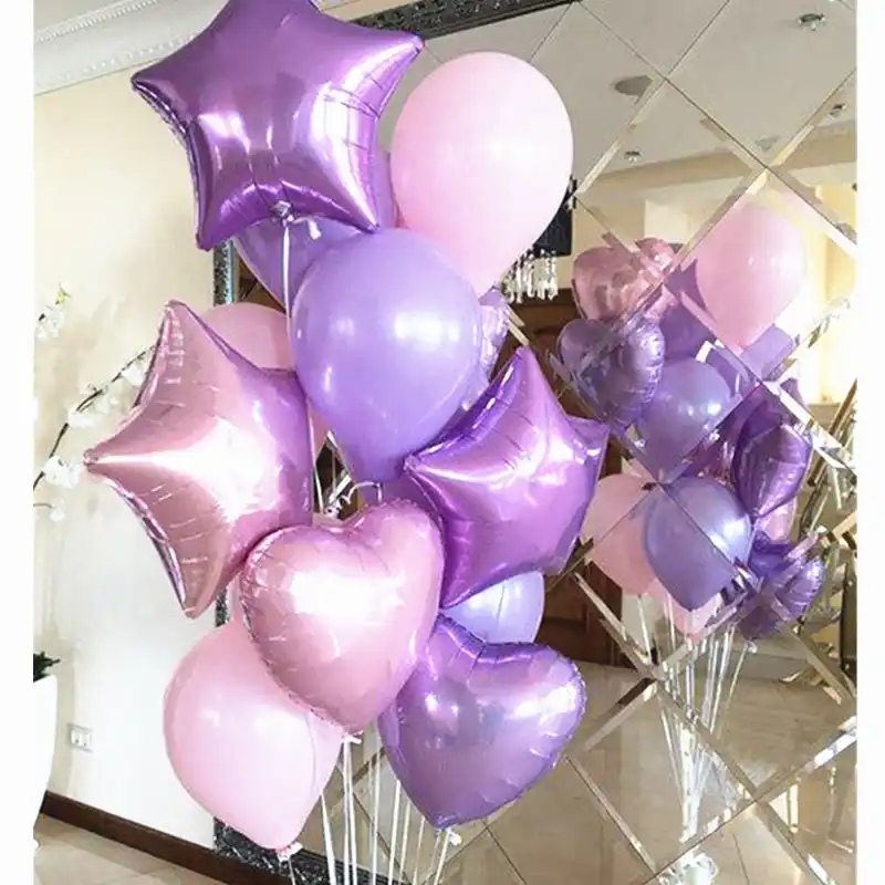 10pcs Lot Pink Purple Star Heart Foil Balloons Wedding Decoration Helium Balloon Happy Birthday Party Decor Baby Shower Balls Ballons Accessories Aliexpress