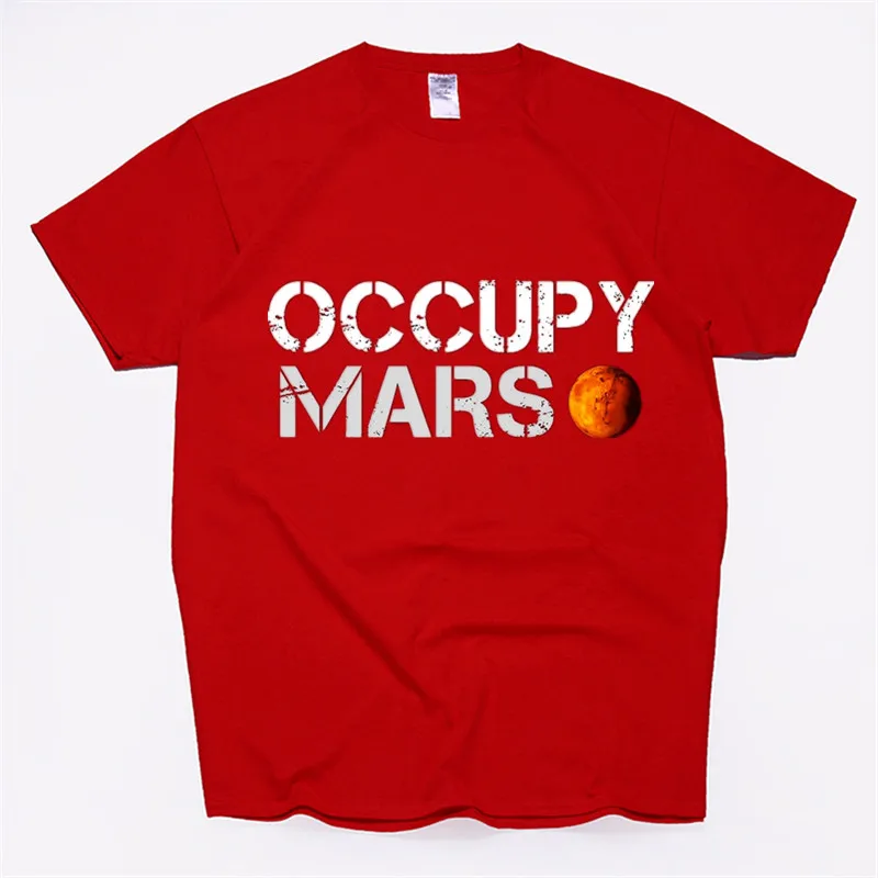 Женская хлопковая Футболка Occupy Mars Spacex, унисекс, скейтборд, Рождественская футболка, женская одежда для девочек, уличная рубашка - Цвет: T18-red