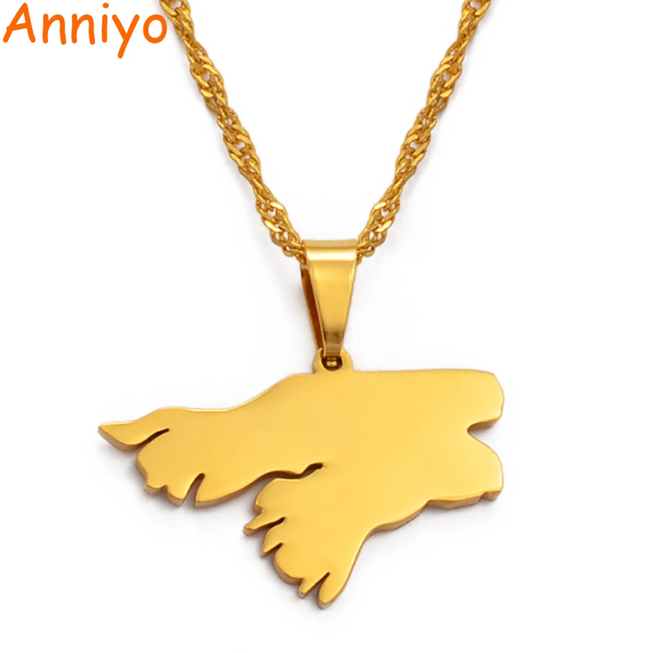 Anniyo Guinea Bissau карта кулон и ожерелье золотого цвета африканские страны Guine-Bissau