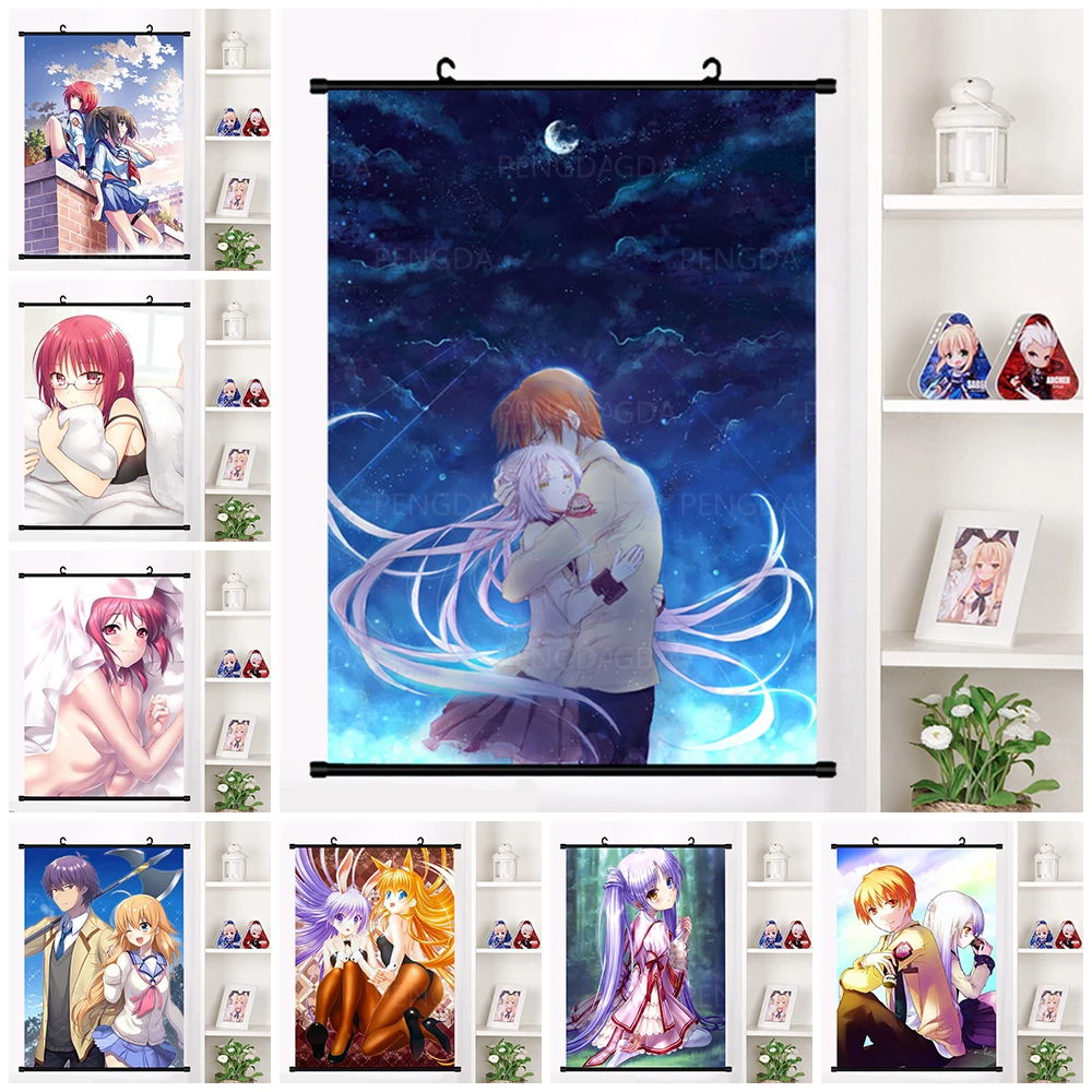 

Angel Beats Modern Hanging Prints Cartoon Anime Canvas Painting Plastic Scrolls Picture Home Bedroom Wall Art Poster Decoration