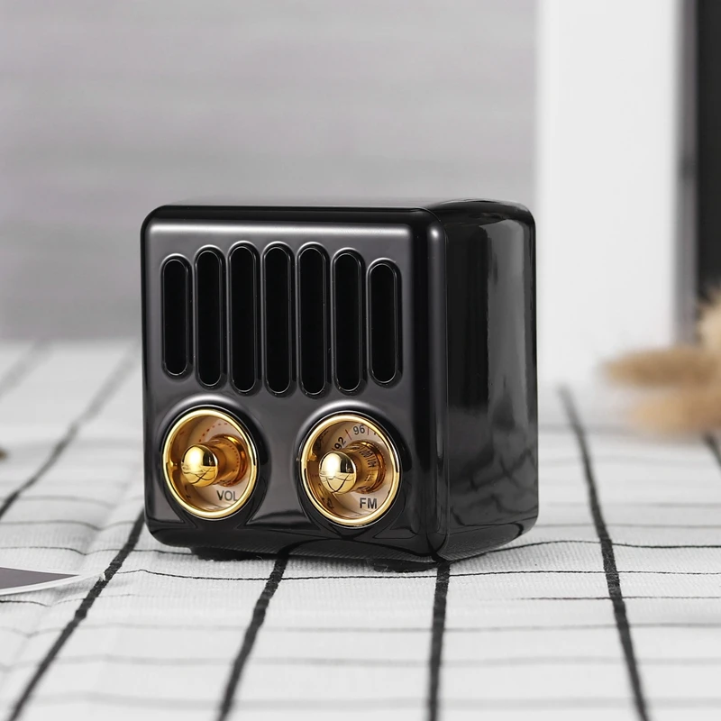 Portable Vintage Radio Retro Mini Bluetooth Speaker Strong Bass Enhancement Support FM TF Card AUX Audio MP3 Player