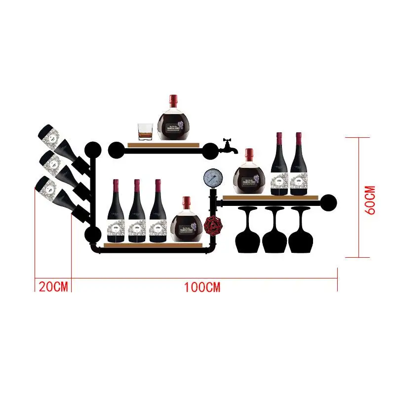 Винный Стеллаж в европейском стиле, витрина для винных бутылок, органайзер, металлическая и настенная Бутылка для виски CF - Цвет: Бургундия