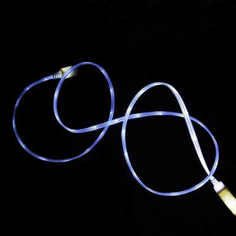 1 м цветной излучающий провод для зарядки Led Micro USB кабель для samsung для htc для iPhone 6 6S 7 8 Plus x кабель для зарядки телефона Android